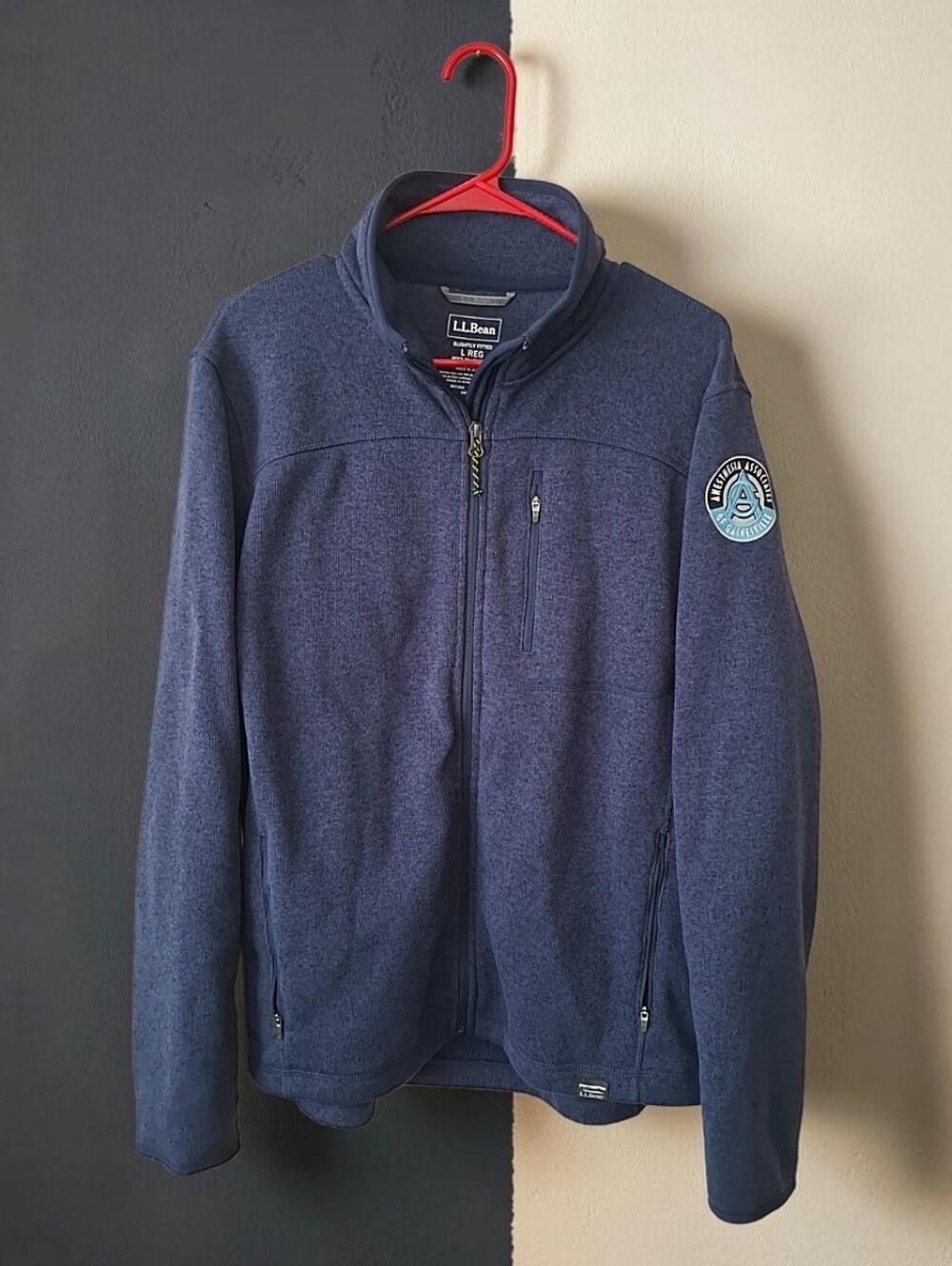 L.L. Bean Men's Heather Navy Zip-Up Fleece Jacket